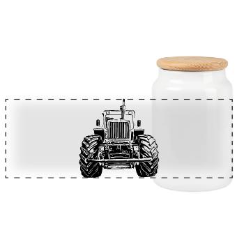 MB trac Front - Panoramic Cookie Jar with Wooden Lid - white - Front