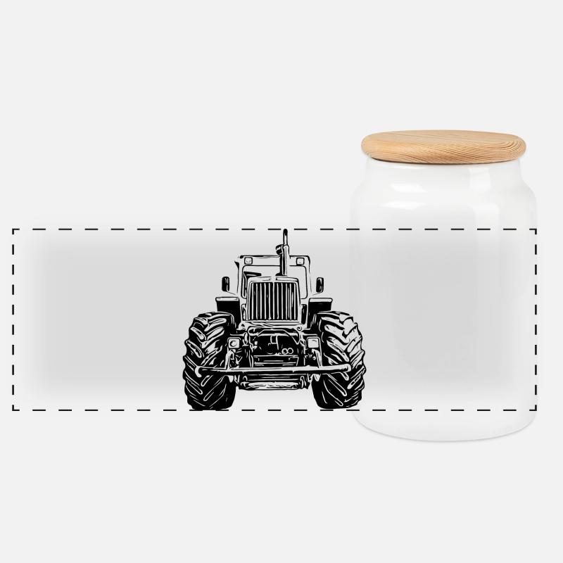 MB trac Front - Panorama Keksdose mit Holzdeckel - Weiß