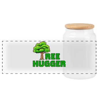 Earth Tree Statement Sustainability Environment Nature - Panoramic Cookie Jar with Wooden Lid - white - Front