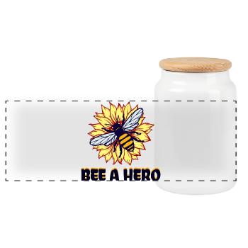 Bee Animal Welfare Species Conservation Environment Earth Statement - Panoramic Cookie Jar with Wooden Lid - white - Front