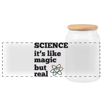 Science - it's like magic but real - Panoramic Cookie Jar with Wooden Lid - white - Front