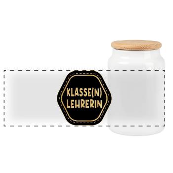 Klasse Lehrerin - Klassenlehrerin LEHRAMT - Panorama Keksdose mit Holzdeckel - Weiß - Vorne