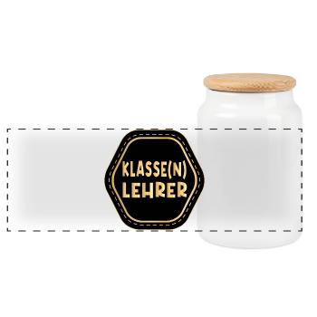 Geschenke für Klassenlehrer - LEHRER - Panorama Keksdose mit Holzdeckel - Weiß - Vorne