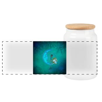 Little fairy on the moon - Panoramic Cookie Jar with Wooden Lid - white - Front