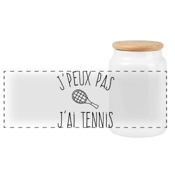 Je peux pas j'ai tennis  - Boîte à biscuits avec couvercle en bois - blanc - Devant