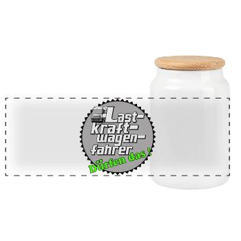 LKW Fahrer,LKW ,Trucker Fun Shirt, dürfen..(25) - Panorama Keksdose mit Holzdeckel - Weiß - Vorne