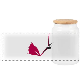 Magenta Silk's Aerial Acrobatics - Panoramic Cookie Jar with Wooden Lid - white - Front