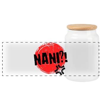 Anime Nani Manga Animation Comic Saying Mangastyle - Panoramic Cookie Jar with Wooden Lid - white - Front