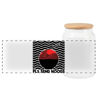 Manga Anime Statement Japanese Far East Ramen - Panoramic Cookie Jar with Wooden Lid - white - Front