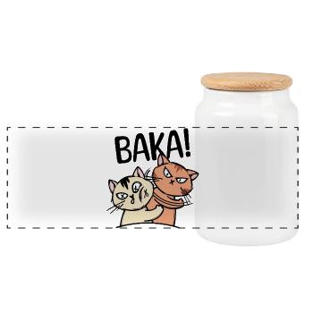 Baka Manga Katze Anime Comic Animation Spruch - Panorama Keksdose mit Holzdeckel - Weiß - Vorne