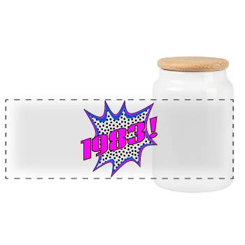 POPART YEAR OF BIRTH 1983 - Panoramic Cookie Jar with Wooden Lid - white - Front