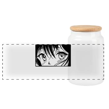 Animation Comic Manga Zeichentrick Anime Japan - Panoramic Cookie Jar with Wooden Lid - white - Front
