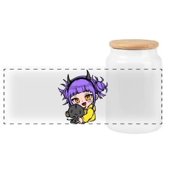 Mangastyle Anime Comic Manga Japan Animation - Panoramic Cookie Jar with Wooden Lid - white - Front