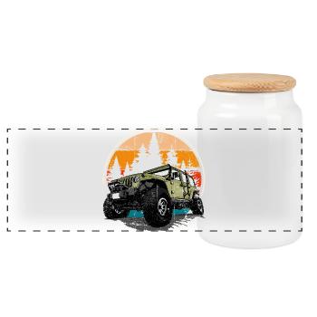 Jeep Sunrise Trail Adventure - Panoramic Cookie Jar with Wooden Lid - white - Front
