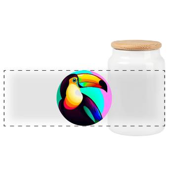 Toucan - Panoramic Cookie Jar with Wooden Lid - white - Front