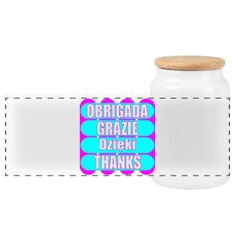 MEHRSPRACHIG DANKE SAGEN EUROPA - Panorama Keksdose mit Holzdeckel - Weiß - Vorne