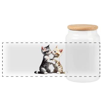 Embrasser les chats - Boîte à biscuits avec couvercle en bois - blanc - Devant