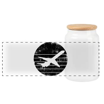 Airplanes - Panoramic Cookie Jar with Wooden Lid - white - Front