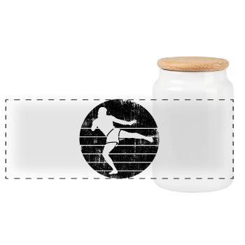 Drôle de kickboxeur - Boîte à biscuits avec couvercle en bois - blanc - Devant