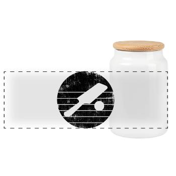 Batte et balle de cricket - Boîte à biscuits avec couvercle en bois - blanc - Devant