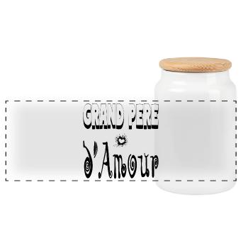 Grand Père Amour Cœur Papy - Boîte à biscuits avec couvercle en bois - blanc - Devant
