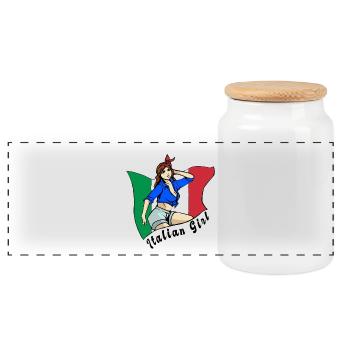 Italian girl flag design - Panoramic Cookie Jar with Wooden Lid - white - Front