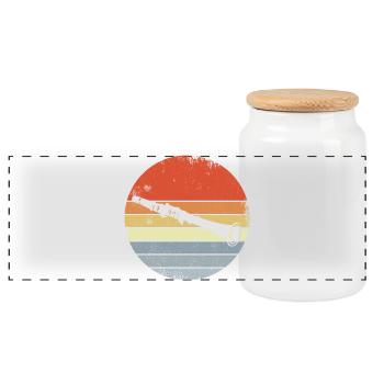 Dessin de clarinette vintage - Boîte à biscuits avec couvercle en bois - blanc - Devant