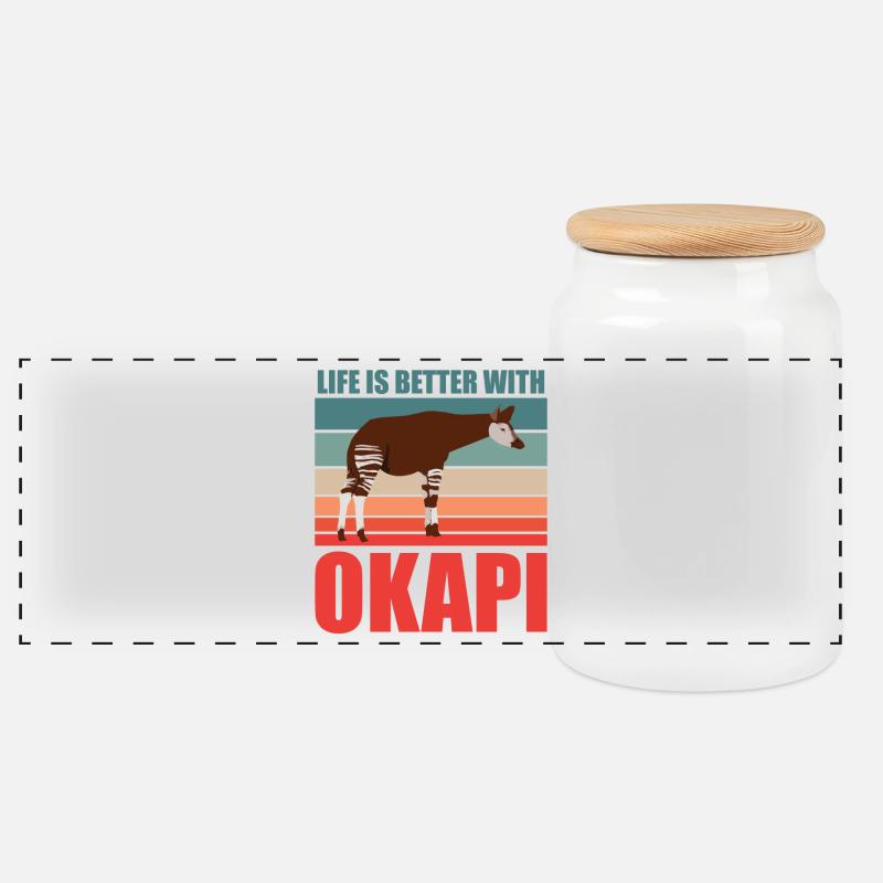 Okapi im Einklang mit der Natur - Panorama Keksdose mit Holzdeckel - Weiß