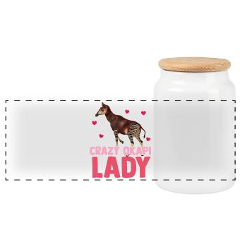 In the heart of Okapi Forest - Panoramic Cookie Jar with Wooden Lid - white - Front