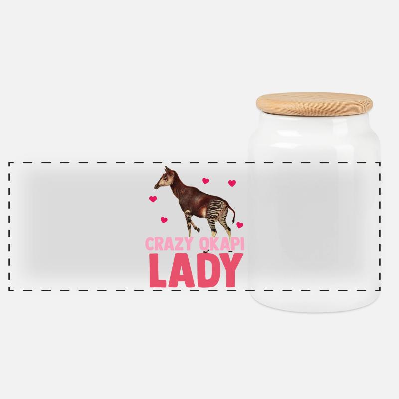Im Herzen des Waldes Okapi - Panorama Keksdose mit Holzdeckel - Weiß