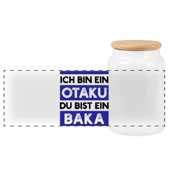 Japanese Statement Manga Comic Anime Animation - Panoramic Cookie Jar with Wooden Lid - white - Front