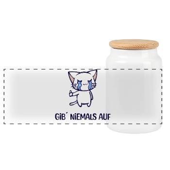 Zeichentrick Animation Comic Manga Katze Anime - Panorama Keksdose mit Holzdeckel - Weiß - Vorne