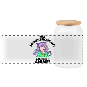Anime Statement Zeichentrick Animation Comic Manga - Panorama Keksdose mit Holzdeckel - Weiß - Vorne