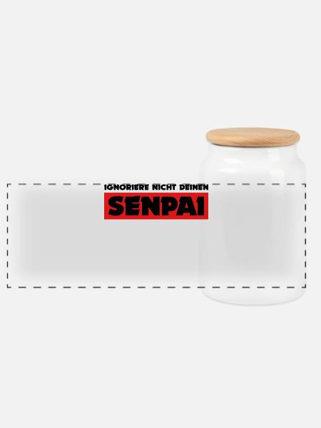 Senpai Statement Mangastyle Anime Japan Comic - Panorama Keksdose mit Holzdeckel - Weiß