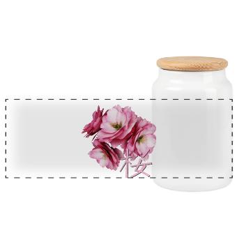 Fleur de cerisier - Boîte à biscuits avec couvercle en bois - blanc - Devant