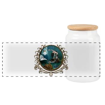 Merveilleuse sirène steampunk dans l’océan profond - Boîte à biscuits avec couvercle en bois - blanc - Devant