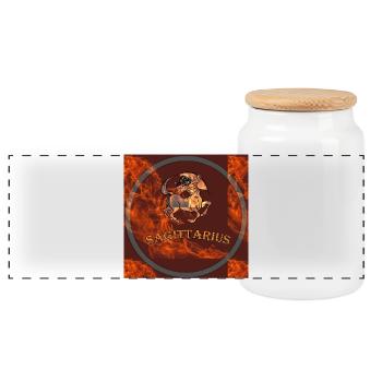 Sagittaire - Boîte à biscuits avec couvercle en bois - blanc - Devant