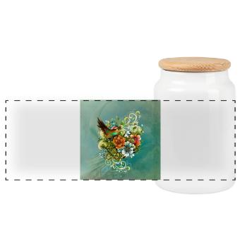 La beauté des oiseaux et des fleurs ensemble. - Boîte à biscuits avec couvercle en bois - blanc - Devant