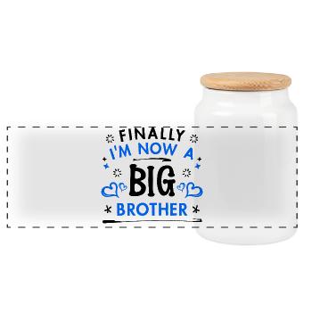 Déclaration de cœur Fier grand frère Cœur de frère - Boîte à biscuits avec couvercle en bois - blanc - Devant