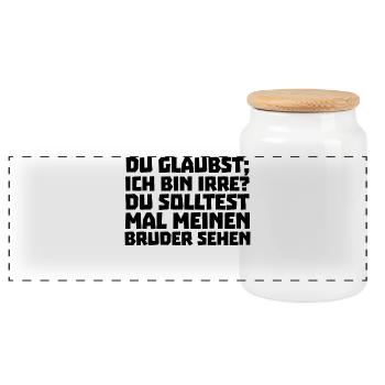 Geschwister Statement Bruderherz Bruder Bro - Panorama Keksdose mit Holzdeckel - Weiß - Vorne