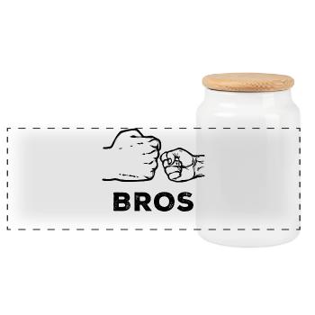 Bros Cooler Spruch Geschwister Großer Bruder - Panorama Keksdose mit Holzdeckel - Weiß - Vorne