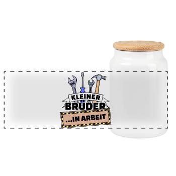 Bruderherz Geschwister Großer Bruder Statement - Panorama Keksdose mit Holzdeckel - Weiß - Vorne