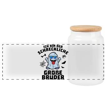 Großer Bruder Geschwister Statement Bro - Panorama Keksdose mit Holzdeckel - Weiß - Vorne