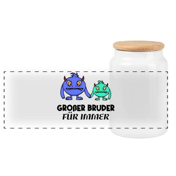Großer Bruder Geschwisterliebe Statement Bro - Panorama Keksdose mit Holzdeckel - Weiß - Vorne