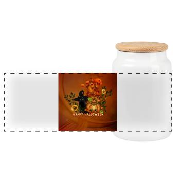 Joyeux halloween Je vous souhaite la jolie citrouille et le g - Boîte à biscuits avec couvercle en bois - blanc - Devant