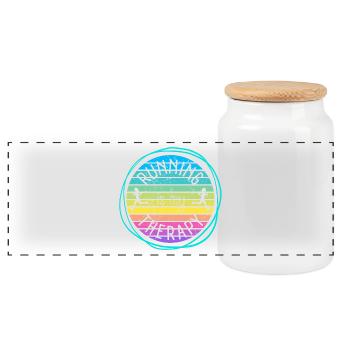 Laufen ist meine Therapie Retro Sonnenuntergang - Panorama Keksdose mit Holzdeckel - Weiß - Vorne