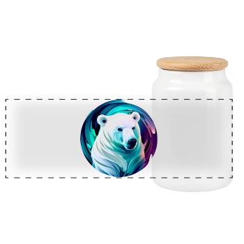 White polar bear - Panoramic Cookie Jar with Wooden Lid - white - Front