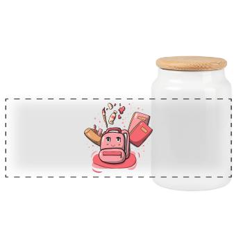 Rentree sac rose - Boîte à biscuits avec couvercle en bois - blanc - Devant