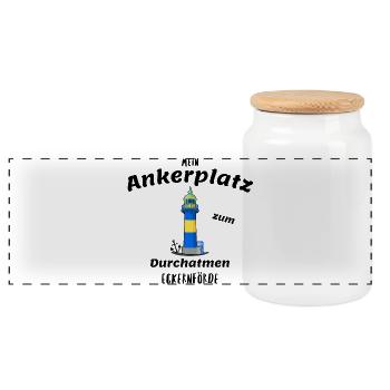 Alter Leuchtturm Eckernförde, Ankerplatz - Panorama Keksdose mit Holzdeckel - Weiß - Vorne