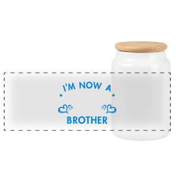 Fier Big Brother Heart Déclaration Frères et sœurs - Boîte à biscuits avec couvercle en bois - blanc - Devant